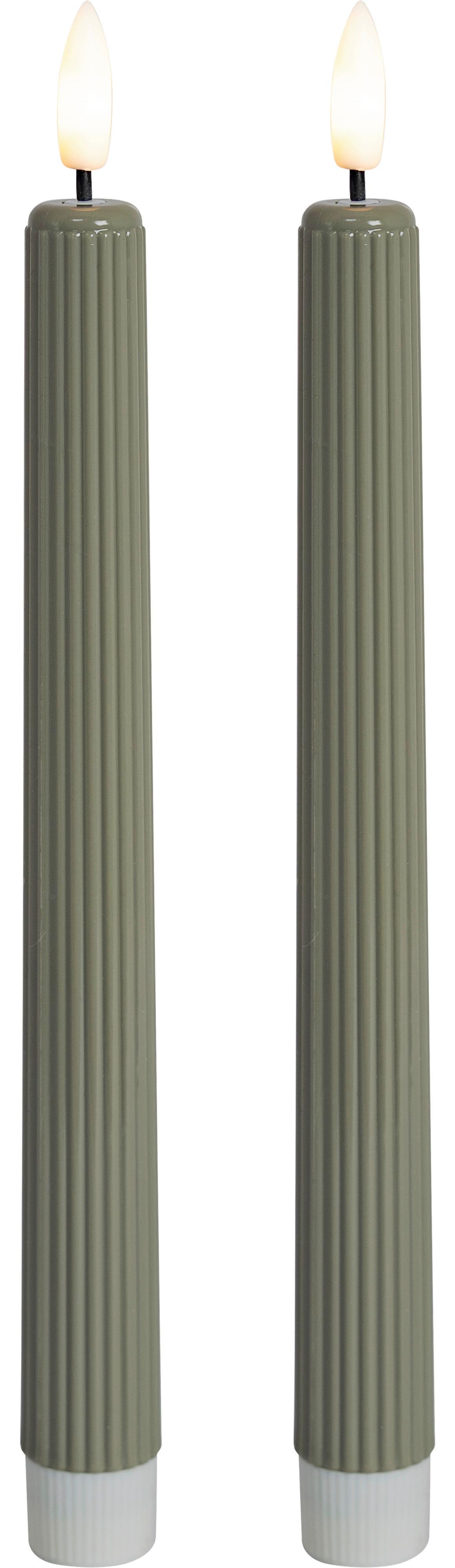 dlouhá svička LIORIS, 22 CM - olivově zelená, plast (2,2/22,5cm) - Mömax