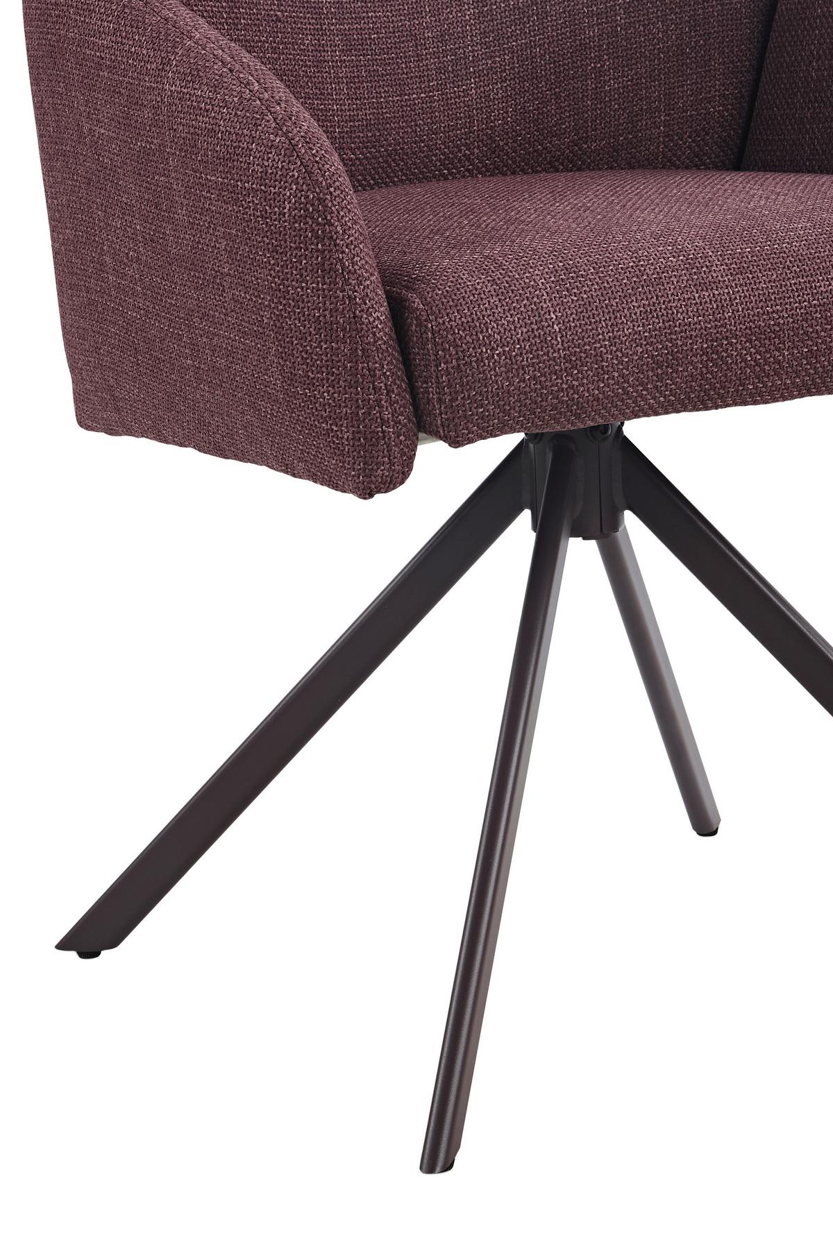 Armlehnstuhl Holly drehbar Webstoff Lila, B: 56,5 cm - Lila, MODERN, Textil/Metall (56,5/61/84cm)