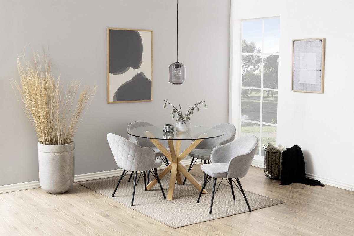 Esstisch Rund Heaven 119x75,5 cm - Klar/Eichefarben, Trend, Glas/Metall (119/75,5cm) - MID.YOU