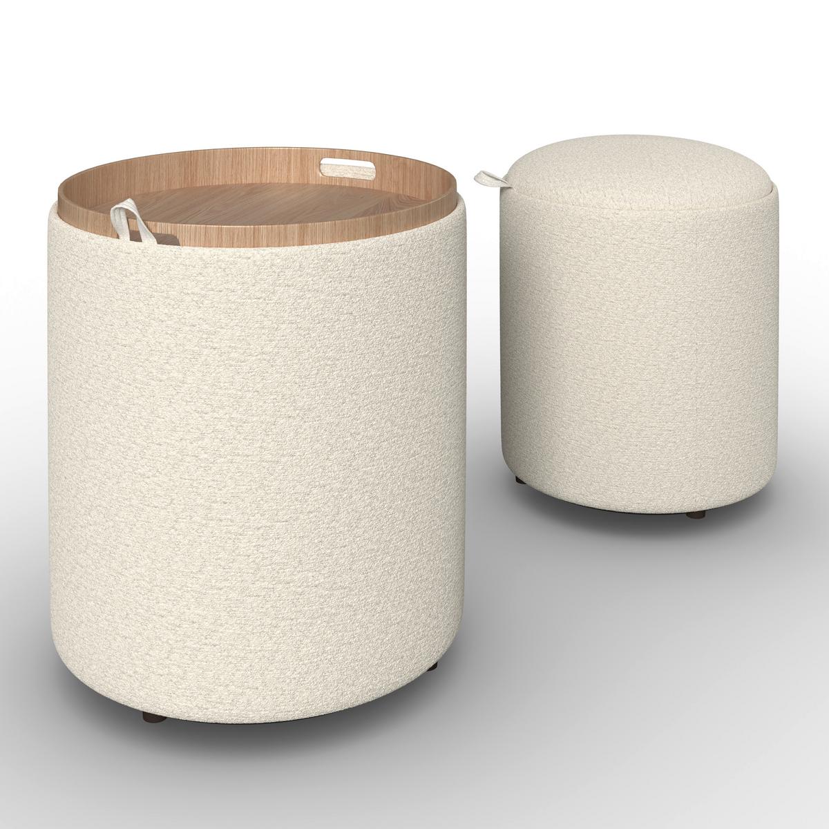 Sada taburetek MELANIE, bílé buklé - bílá, Moderní, kompozitní dřevo/textil (44cm) - Bessagi Home