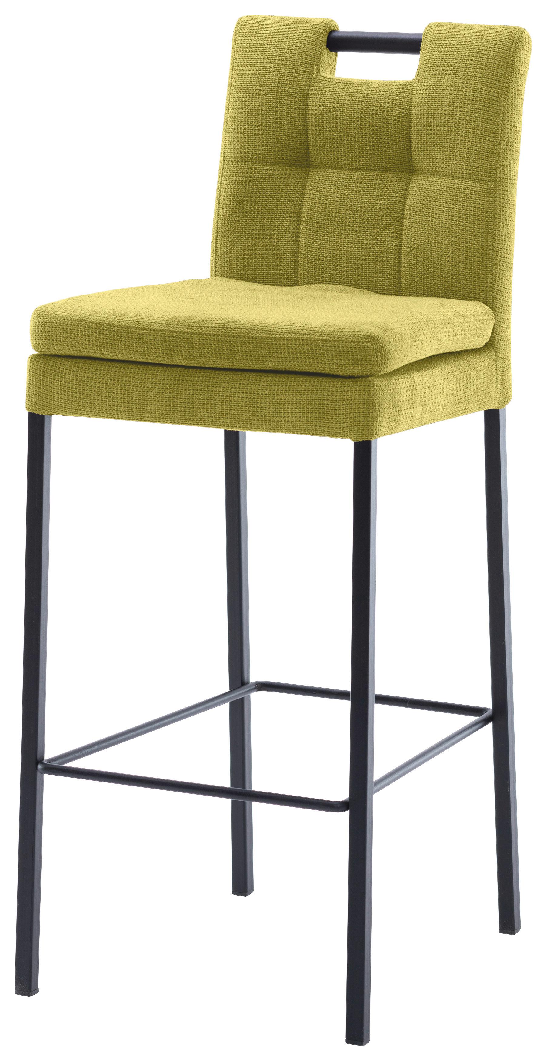 Barhocker Madrid Olivgrün/Schwarz B: 42 cm - Schwarz/Olivgrün, Design, Textil/Metall (42/102/52cm) - Cantus