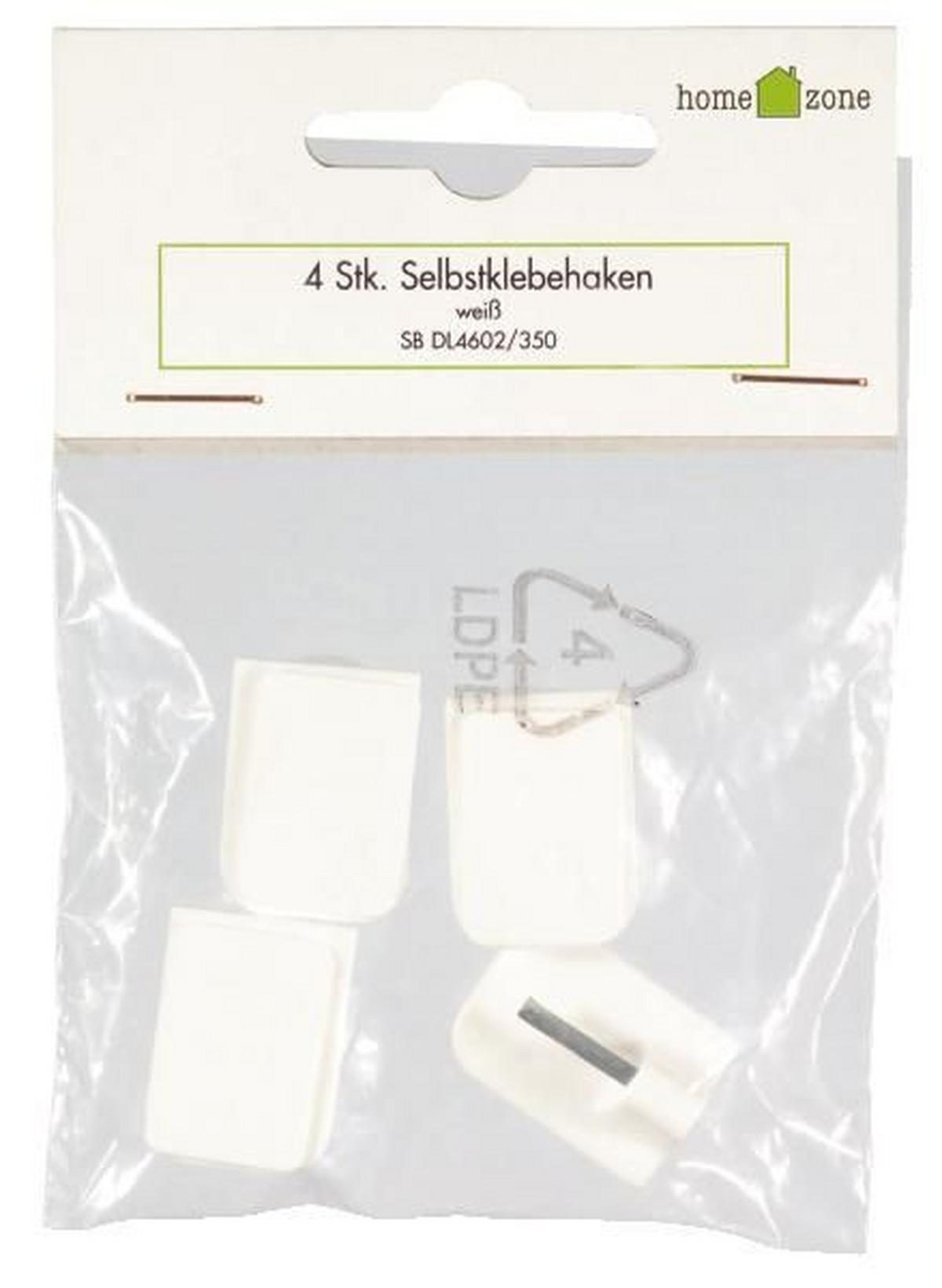 Wandhaken 4er- Set Selbstklebend Weiß - Weiß, KONVENTIONELL, Kunststoff/Metall - Ondega