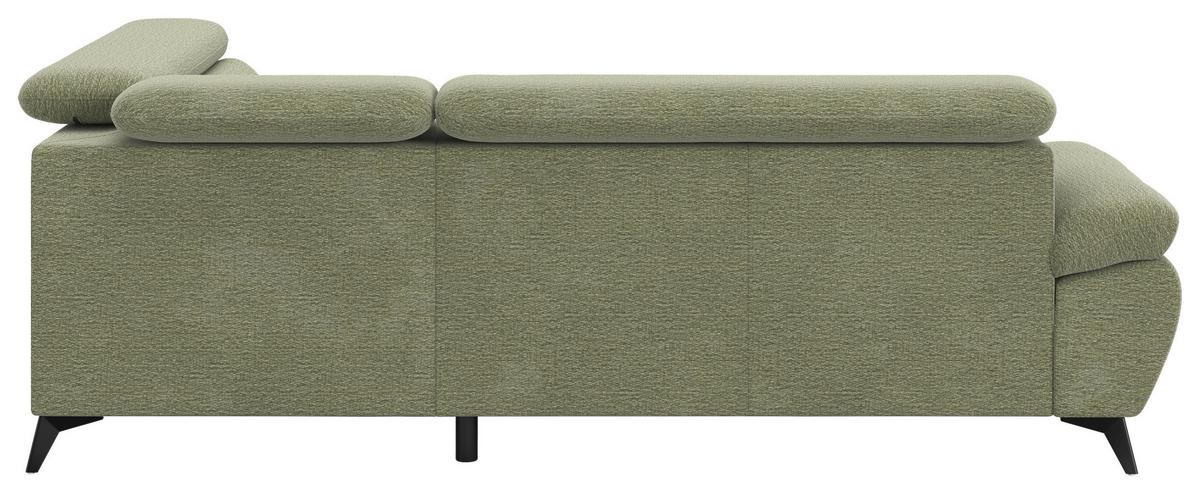 Ecksofa mit Bettfunktion Hudson, Chenille Olivgrün - Schwarz/Olivgrün, KONVENTIONELL, Textil (256/207cm) - Sembella