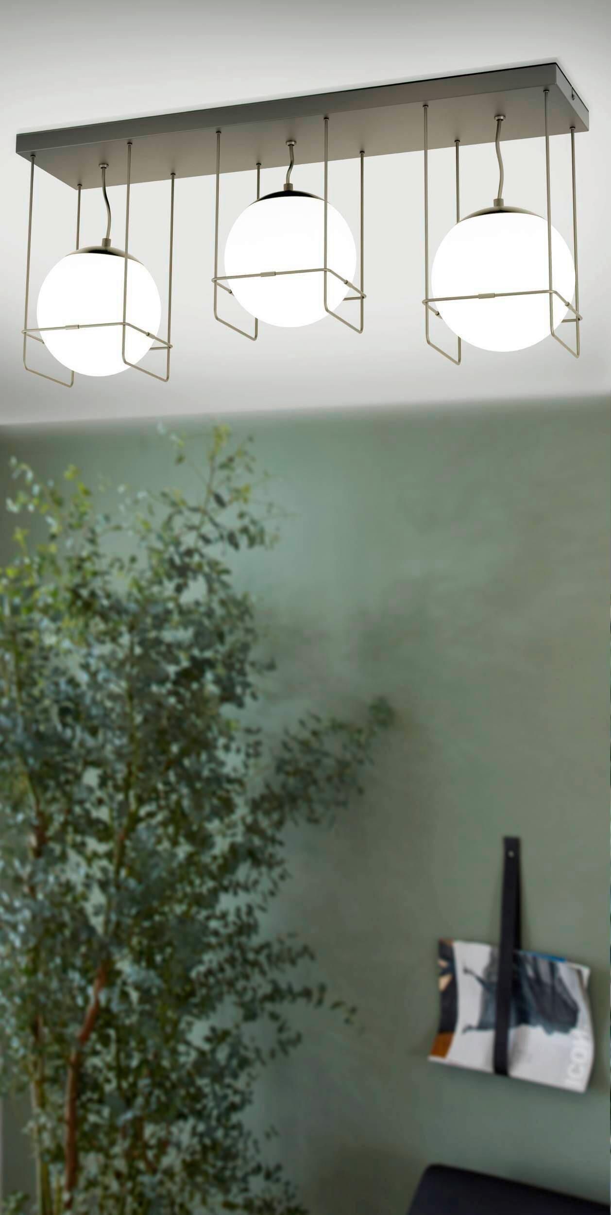 Deckenleuchte Versuola L: 77 Cm 3-Flammig Mit Opalglas - Schwarz/Weiß, Design, Glas/Metall (77/20/32,5cm) - Eglo