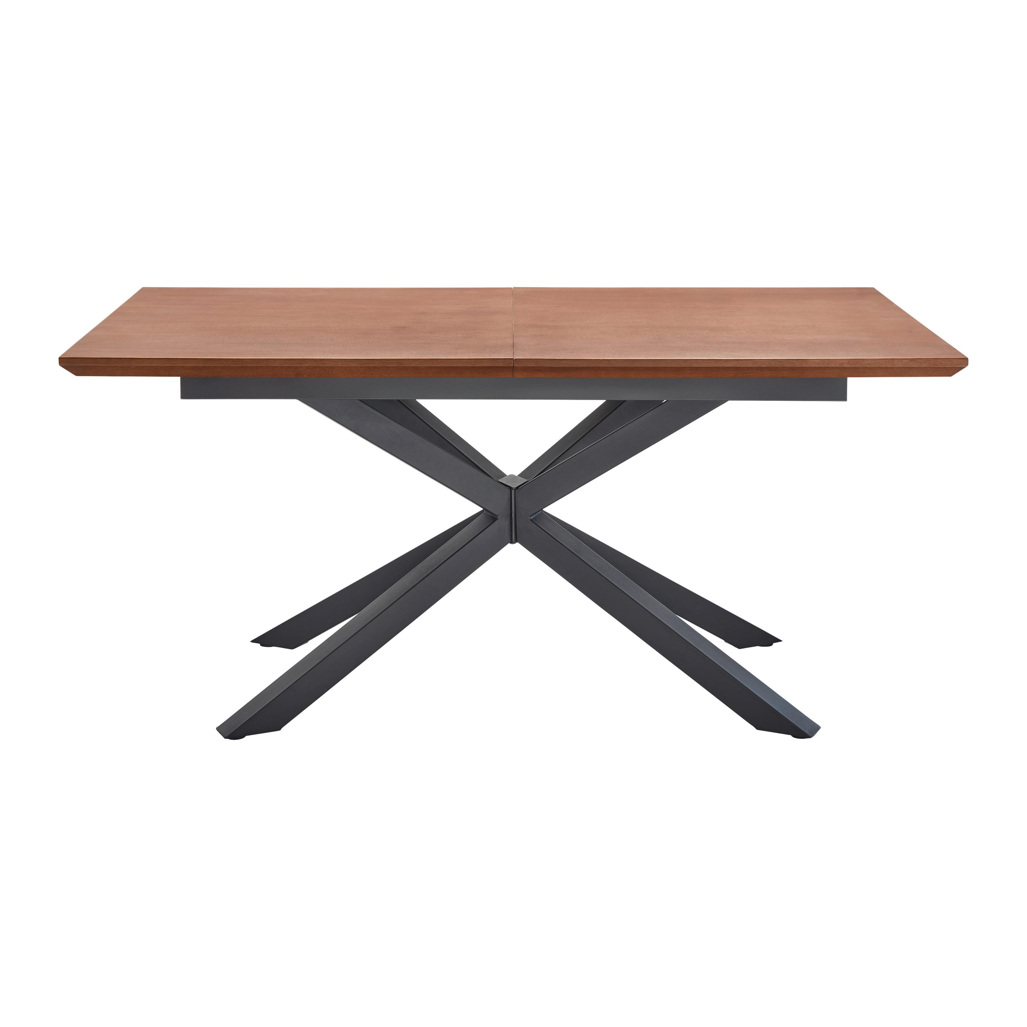 Jídelní Stůl S Rozkladem Fulvio 160-200 Cm - černá/barvy vlašských ořechů, Moderní, kov/dřevo (160-200/90/77cm) - P & B
