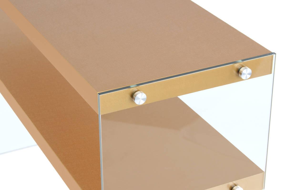 Beistelltisch rechteckig ELEMENTARY aus Glas mit Dekor in Goldfarben Detail Top