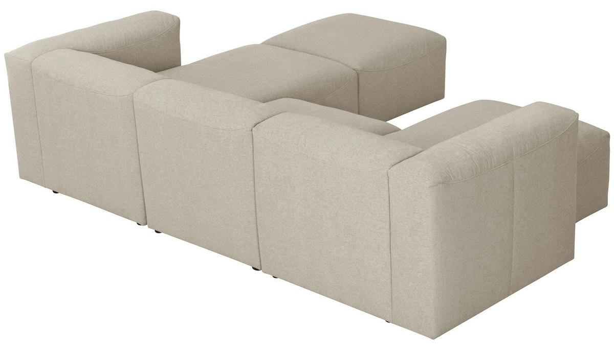 Wohnlandschaft Lena Creme Flachgewebe - Creme, Design, Textil (160/275/235cm) - Max Winzer