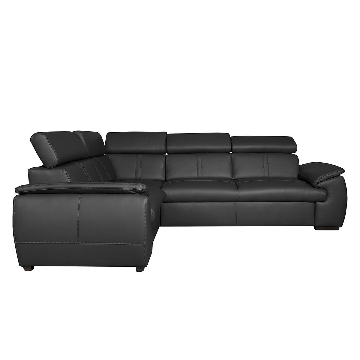 Ecksofa City Schwarz B: 193x265 cm - Wengefarben/Schwarz, Design, Leder (193/265cm) - Livetastic