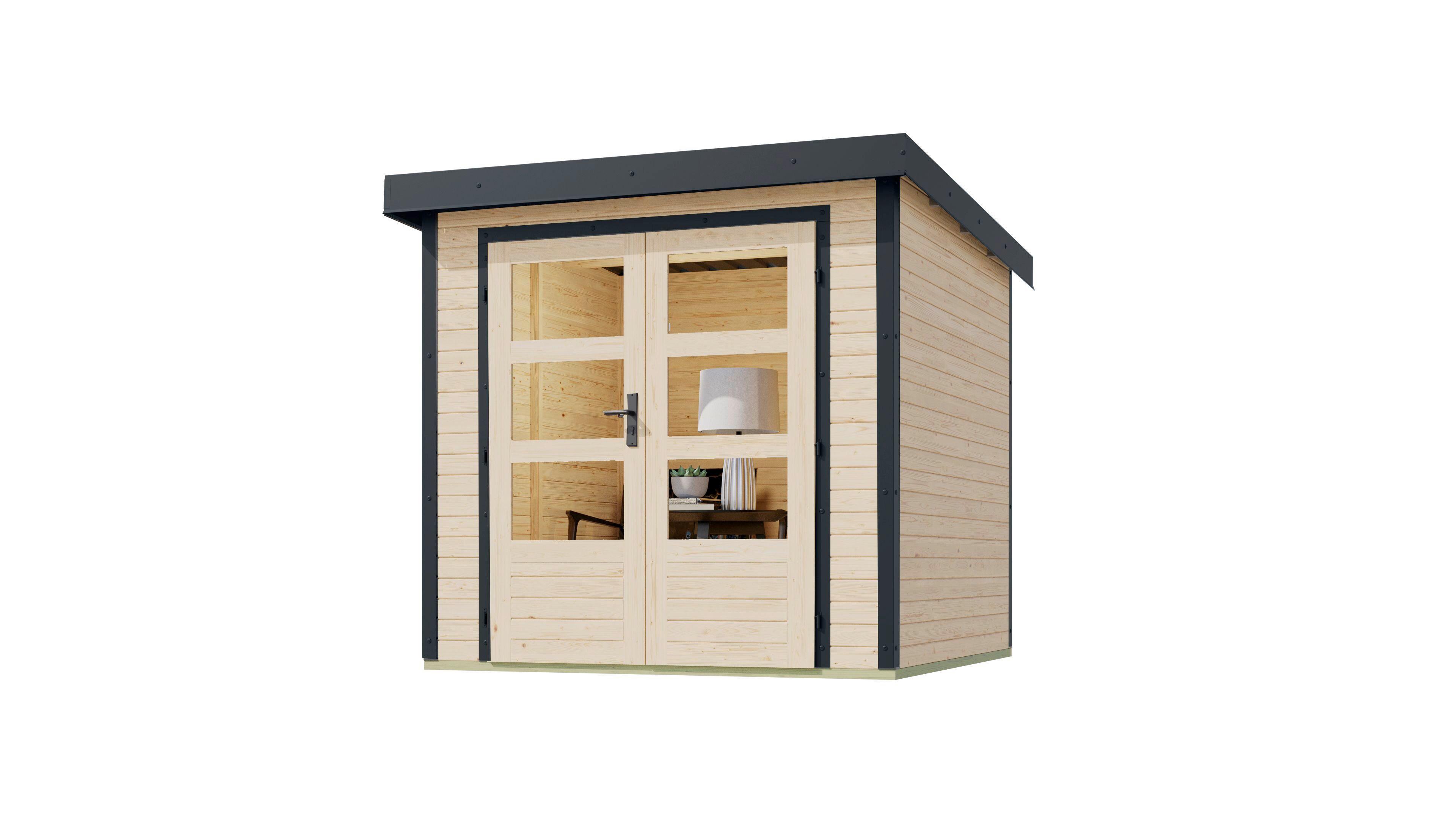 Gartenhaus Gaia 2 A ohne Fußboden - Fichtefarben/Anthrazit, Basics, Holz/Metall (209/208/213cm)