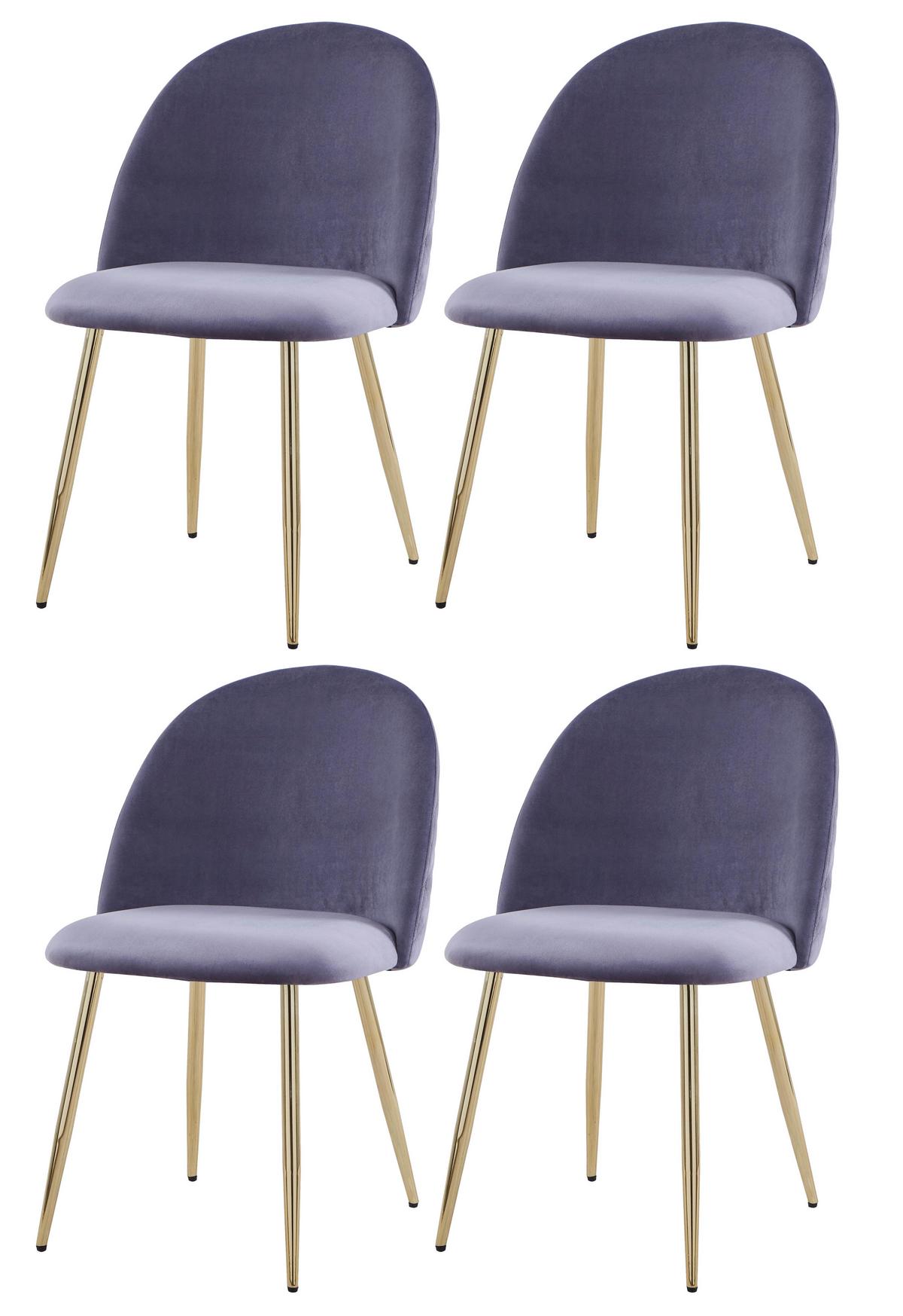 Polsterstuhl Artdeco Grau, Beine Gold - Goldfarben/Grau, MODERN, Textil/Metall (51/79/58cm) - MID.YOU