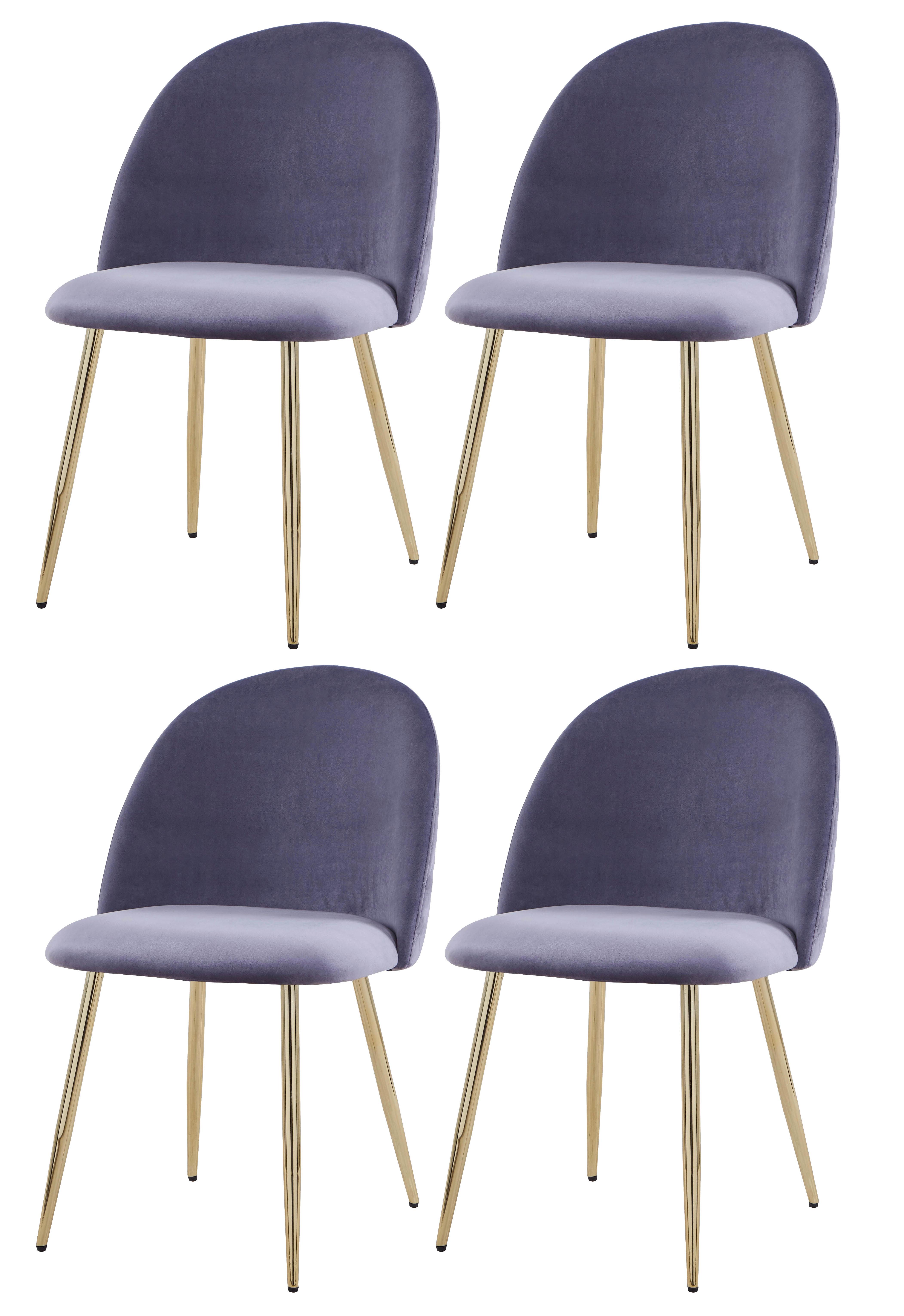 Polsterstuhl Artdeco Grau, Beine Gold