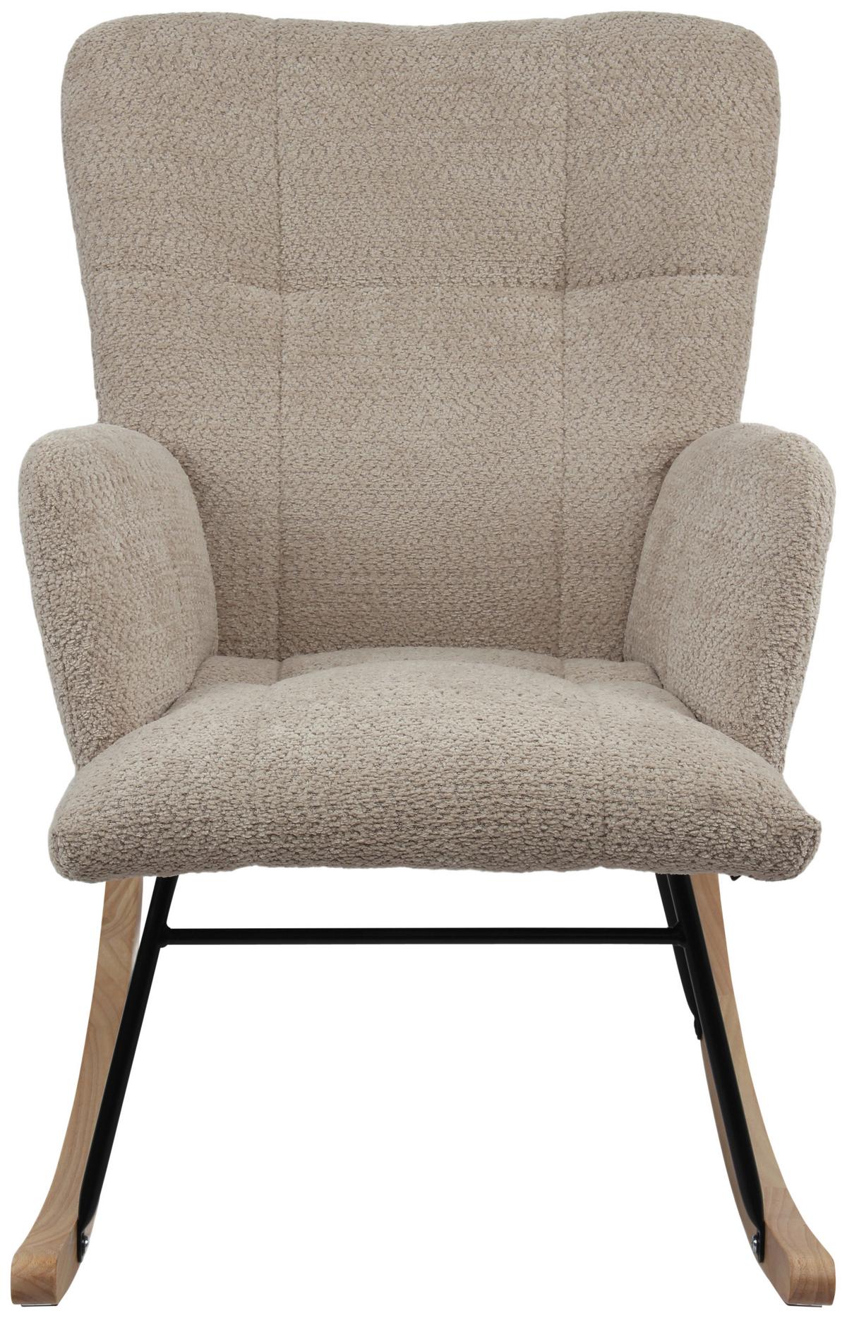Schaukelstuhl Viktor Braun B: 62 cm - Naturfarben/Braun, Basics, Holz/Textil (62/90/52cm) - P & B
