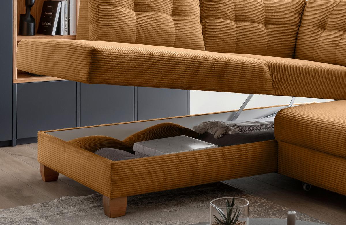 Ecksofa Brizzini Goldfarben S: 206x274 Cm - Goldfarben/Naturfarben, MODERN, Textil (206/274cm) - Livetastic