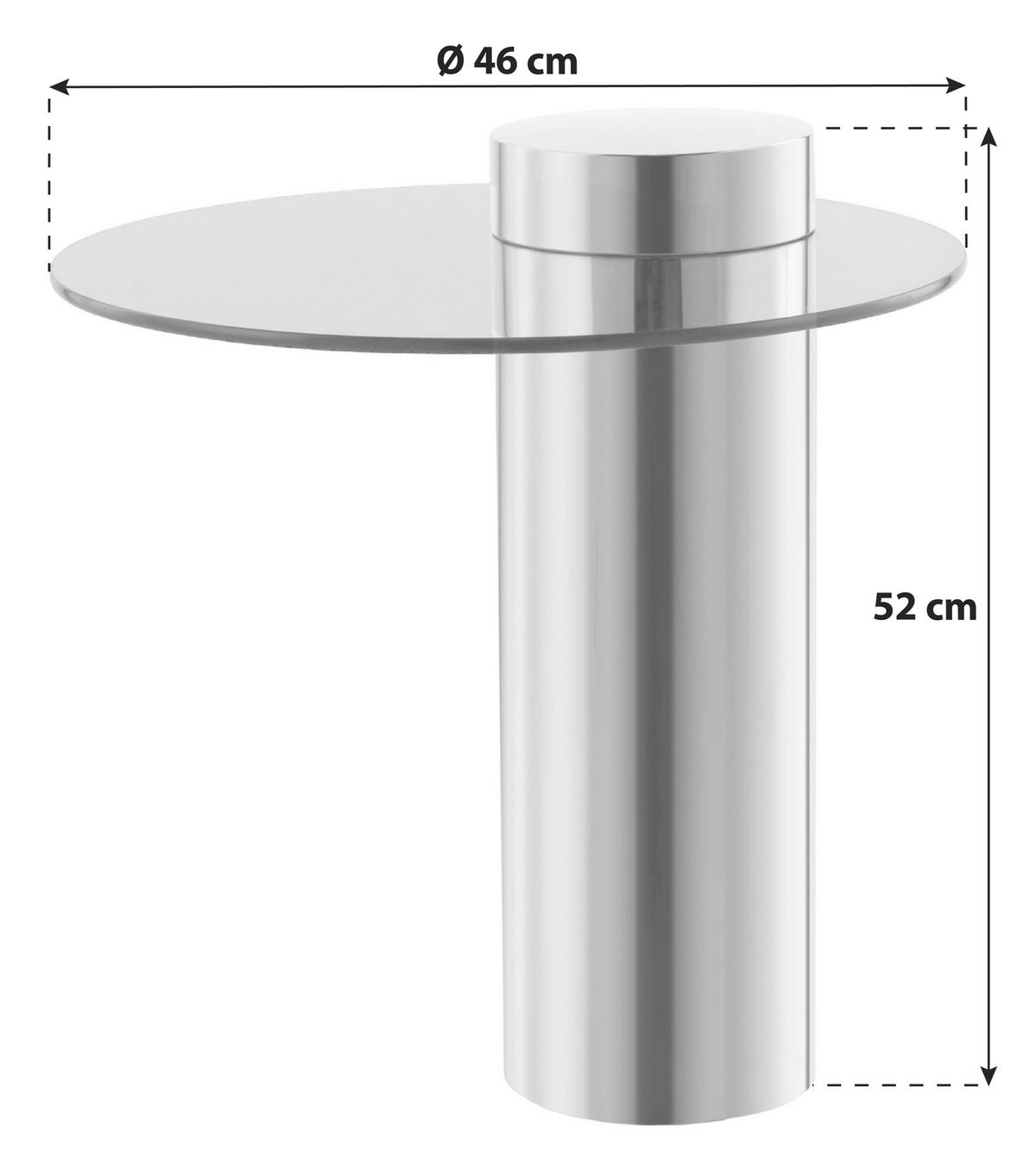 Beistelltisch mit Glasplatte Rund Ontario, Grau/Gold - Goldfarben/Grau, MODERN, Glas/Metall (46/46/52cm) - Kayoom