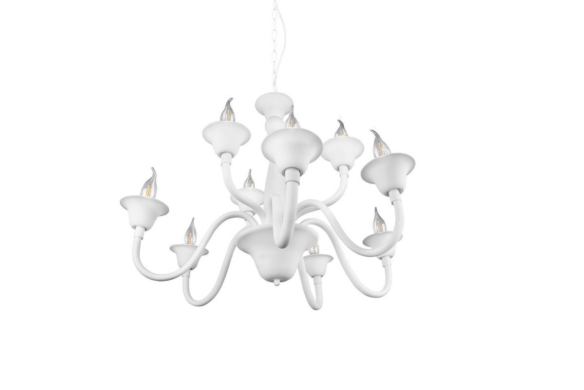 Kronleuchter Elsa 9xe14 Weiß Kunststoff - Weiß, ROMANTIK / LANDHAUS, Kunststoff/Metall (72/150cm) - Trio Leuchten