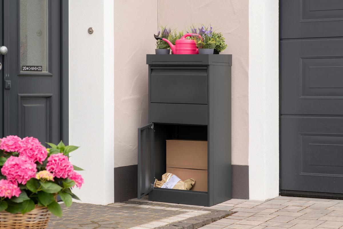 Paketbox Piet - Anthrazit, KONVENTIONELL, Metall (37/50/105cm)