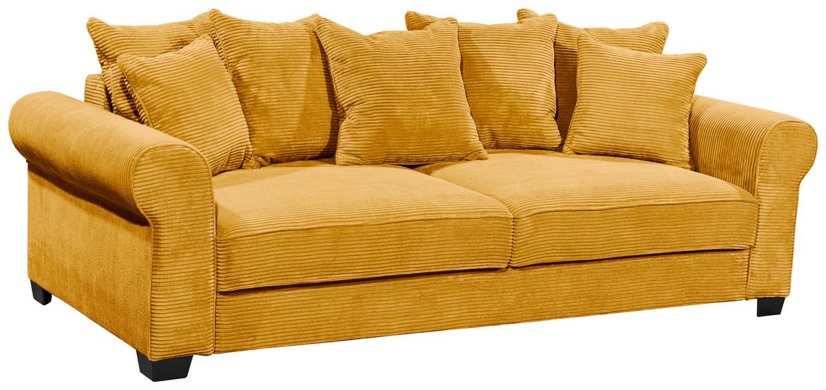 2-Sitzer-Sofa Mit Schlaffunktion Maureen B:247cm - Gelb/Schwarz, KONVENTIONELL, Textil (247/95/125cm) - Hom`in