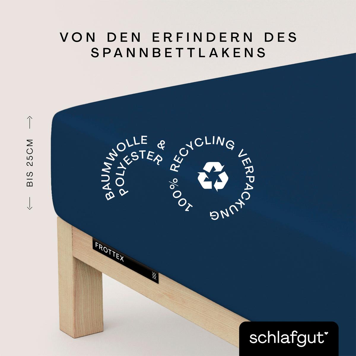Spannnleintuch Dunkelblau 130x200 cm Frottee - Dunkelblau, Basics, Textil (130/200cm) - Schlafgut