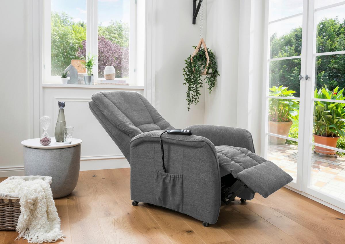 Fernsehsessel Harry Dunkelgrau B: 77 Cm - Dunkelgrün/Dunkelgrau, Design, Textil (77/107/88cm) - Livetastic