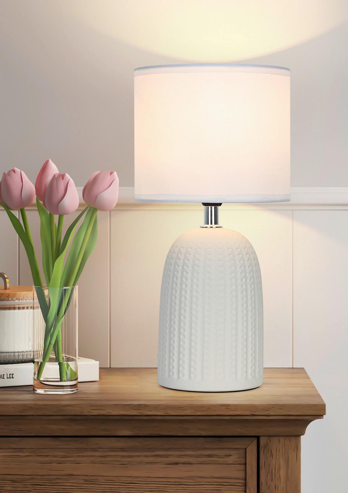 STOLNÍ LAMPA TIO - bílá/béžová, Konvenční, kov/textil (16/32cm) - Mömax