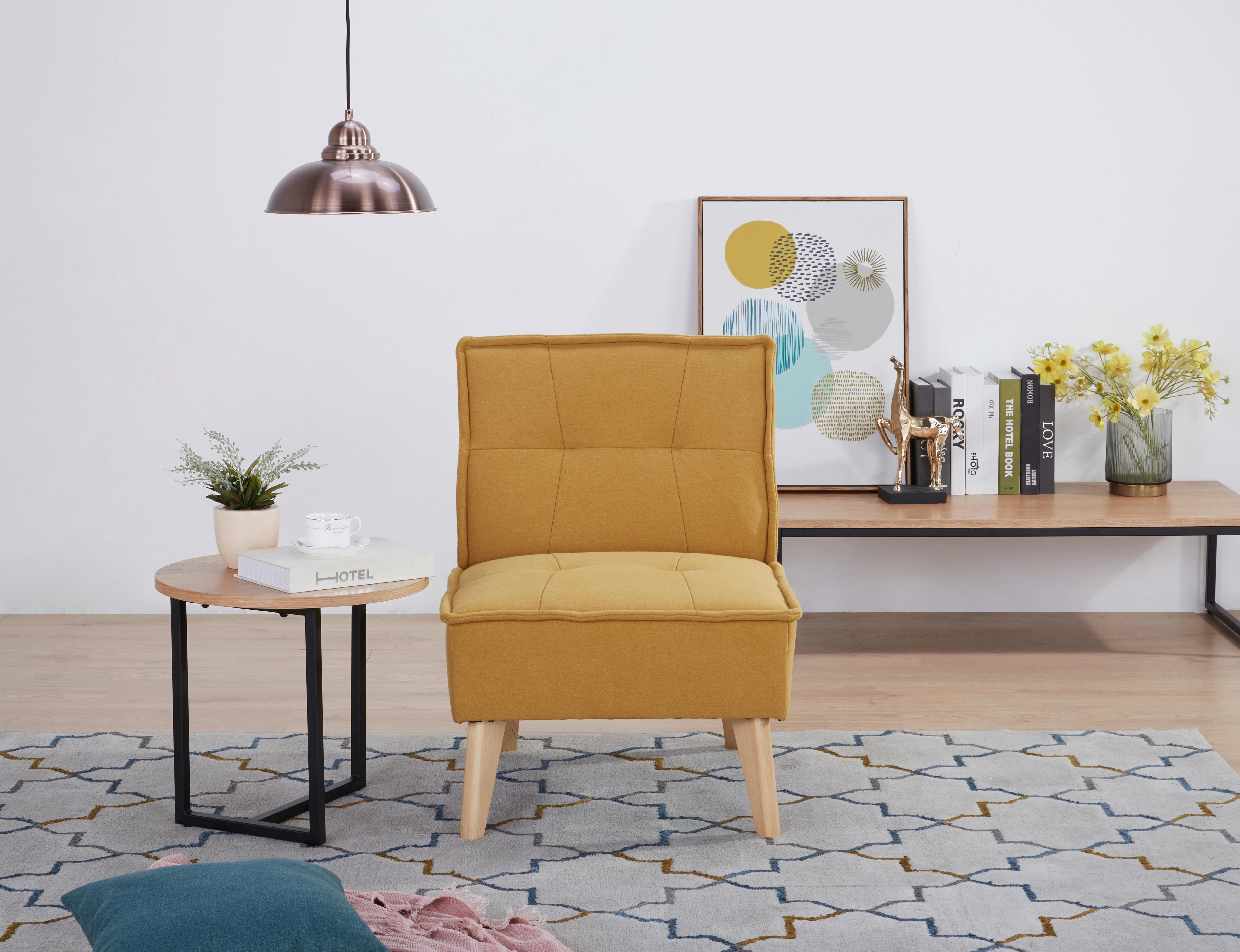 Sessel Elba Gelb B: 60 Cm - Gelb/Naturfarben, Basics, Holz/Textil (60/78/75cm) - MID.YOU