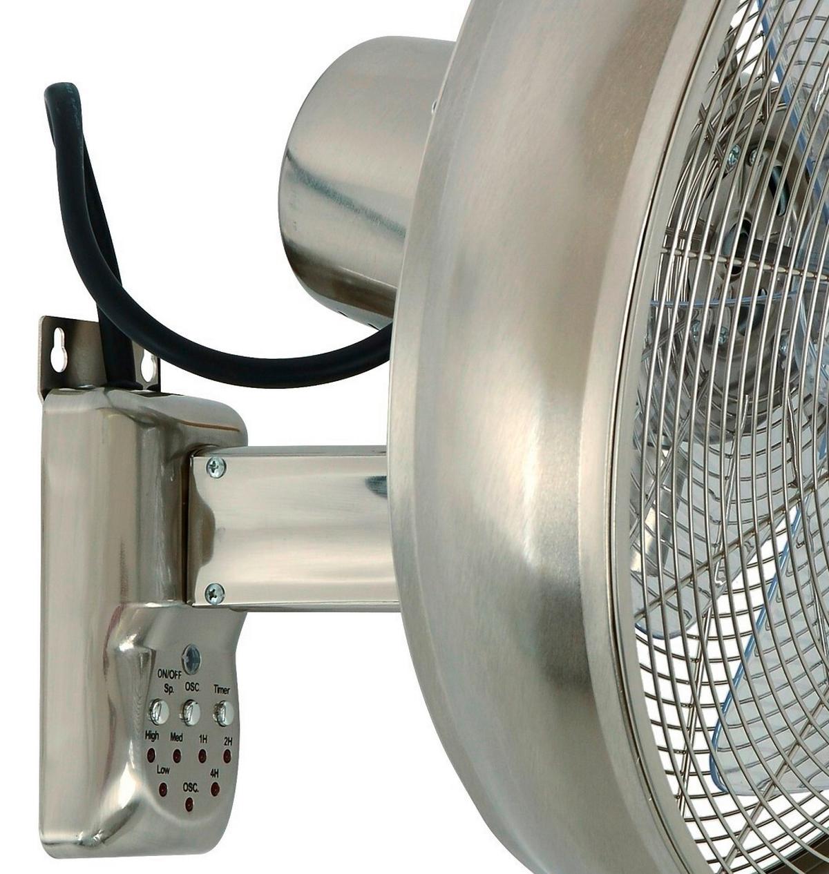 Wandventilator Wall Fan 5- Flügel inkl. Fernbedienung - Chromfarben/Transparent, Basics, Kunststoff/Metall (46/46/40cm) - P & B