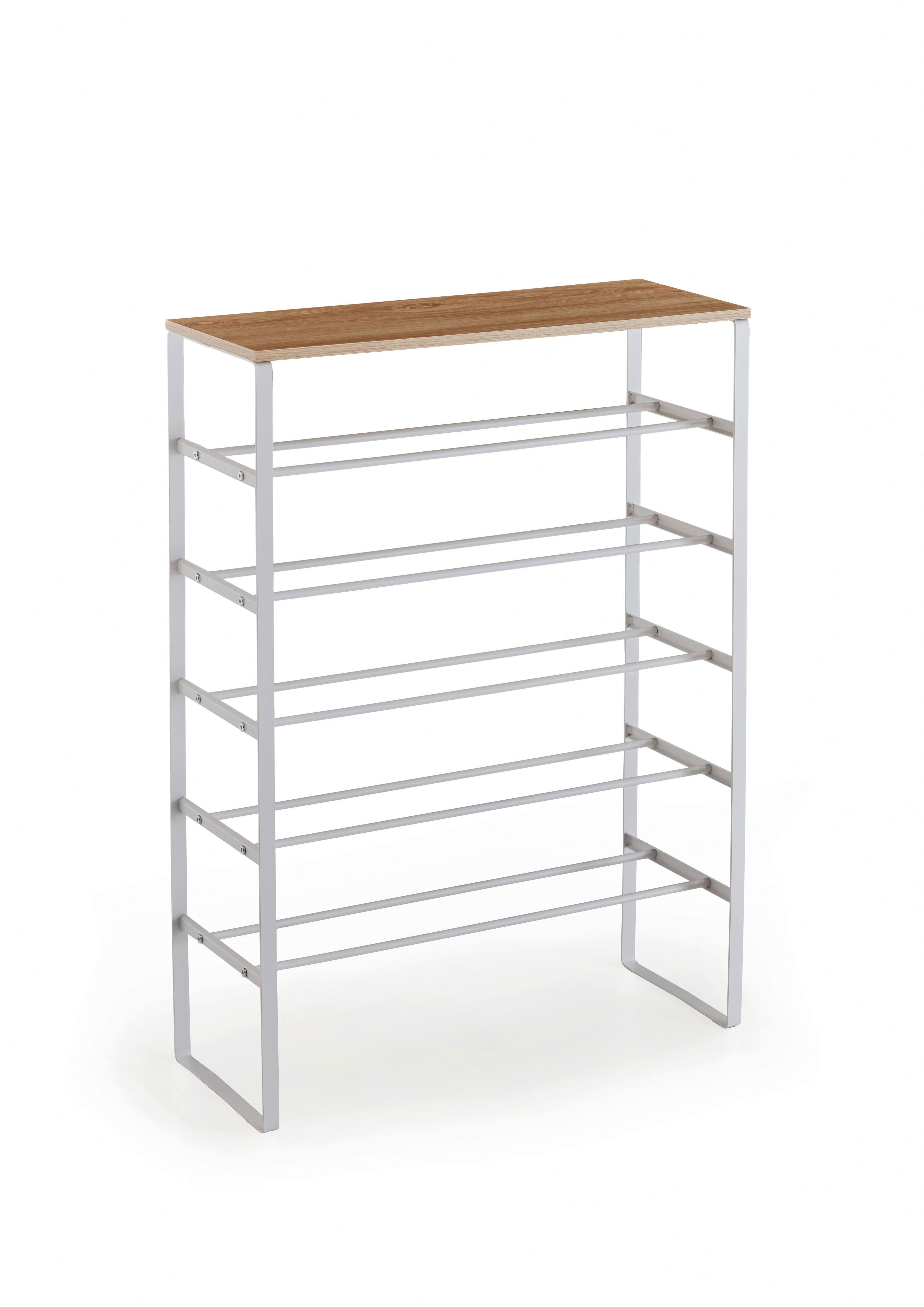 Schuhregal Weiß B: 66 Cm - Weiß/Eiche Artisan, Design, Holzwerkstoff/Metall (66/90/25cm) - MID.YOU