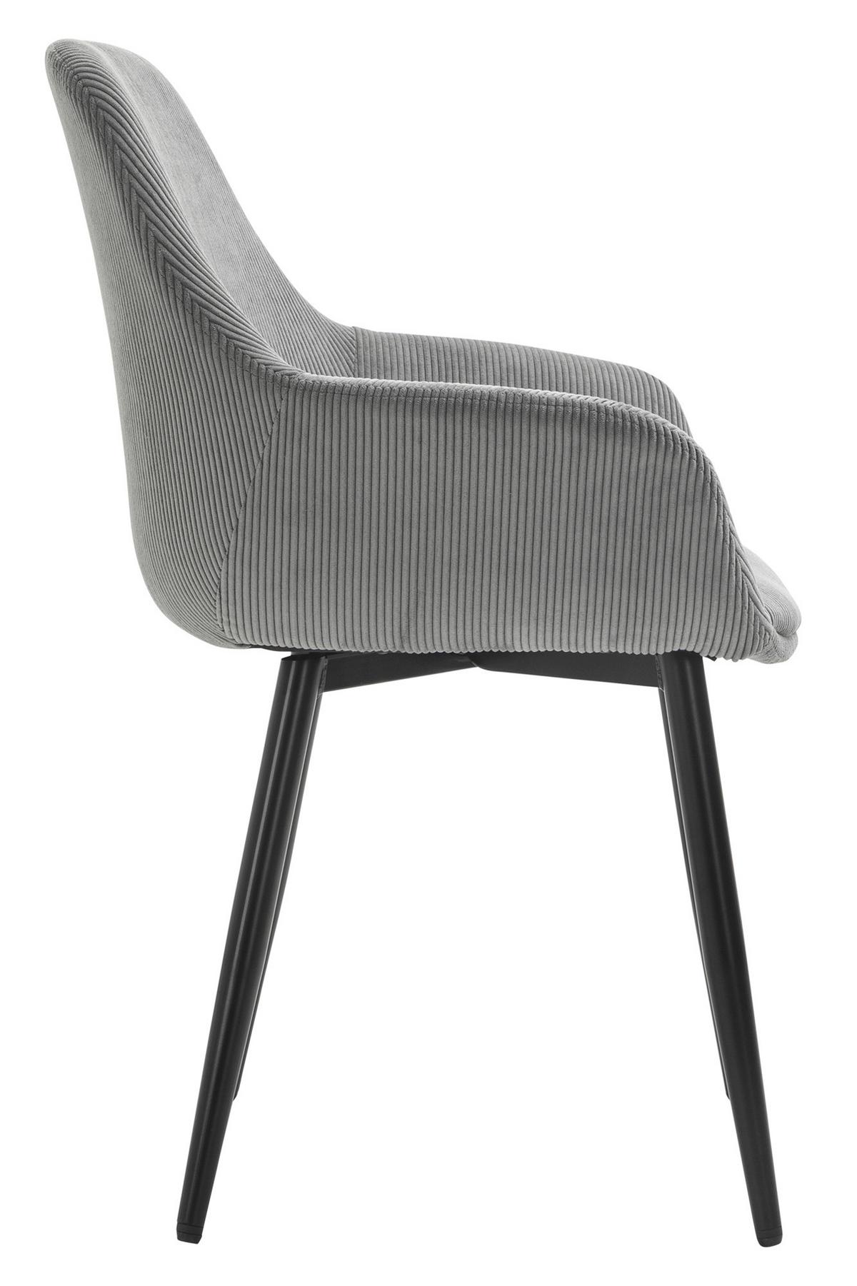 Armlehnstuhl-set Grau B: 54 Cm - Schwarz/Grau, MODERN, Textil/Metall (64/86/59cm) - Livetastic