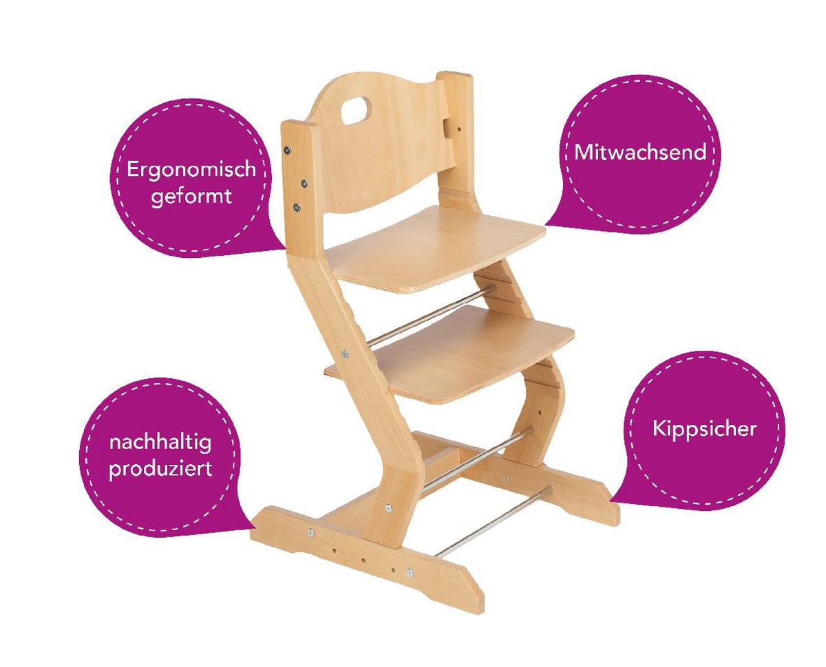 Kinderstuhl Buchefarben, L/b/h: 50x43x81cm - Buchefarben, Basics, Holz (50/43/81cm) - tiSsi