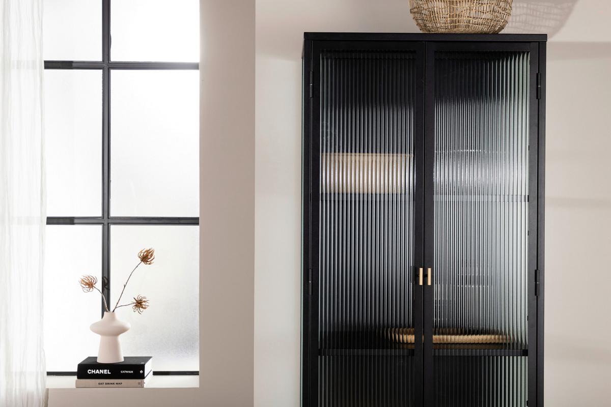 Highboard Garis - Schwarz, Design, Glas/Metall (70/160/40cm) - Livetastic