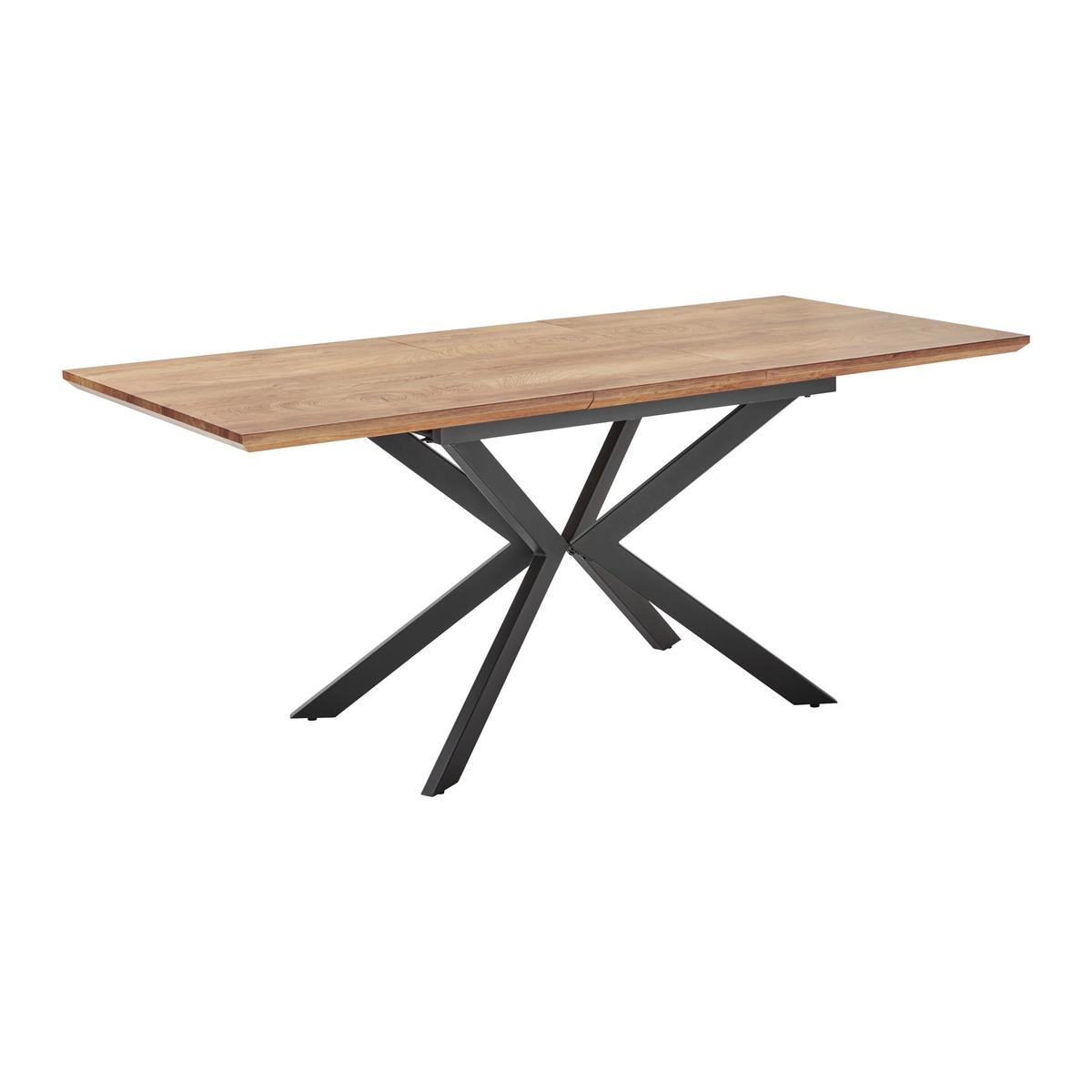 Jídelní stůl AKI 140-180x80 cm - černá/barvy vlašských ořechů, Moderní, kov/kompozitní dřevo (140-180/80/76cm) - Bessagi Home
