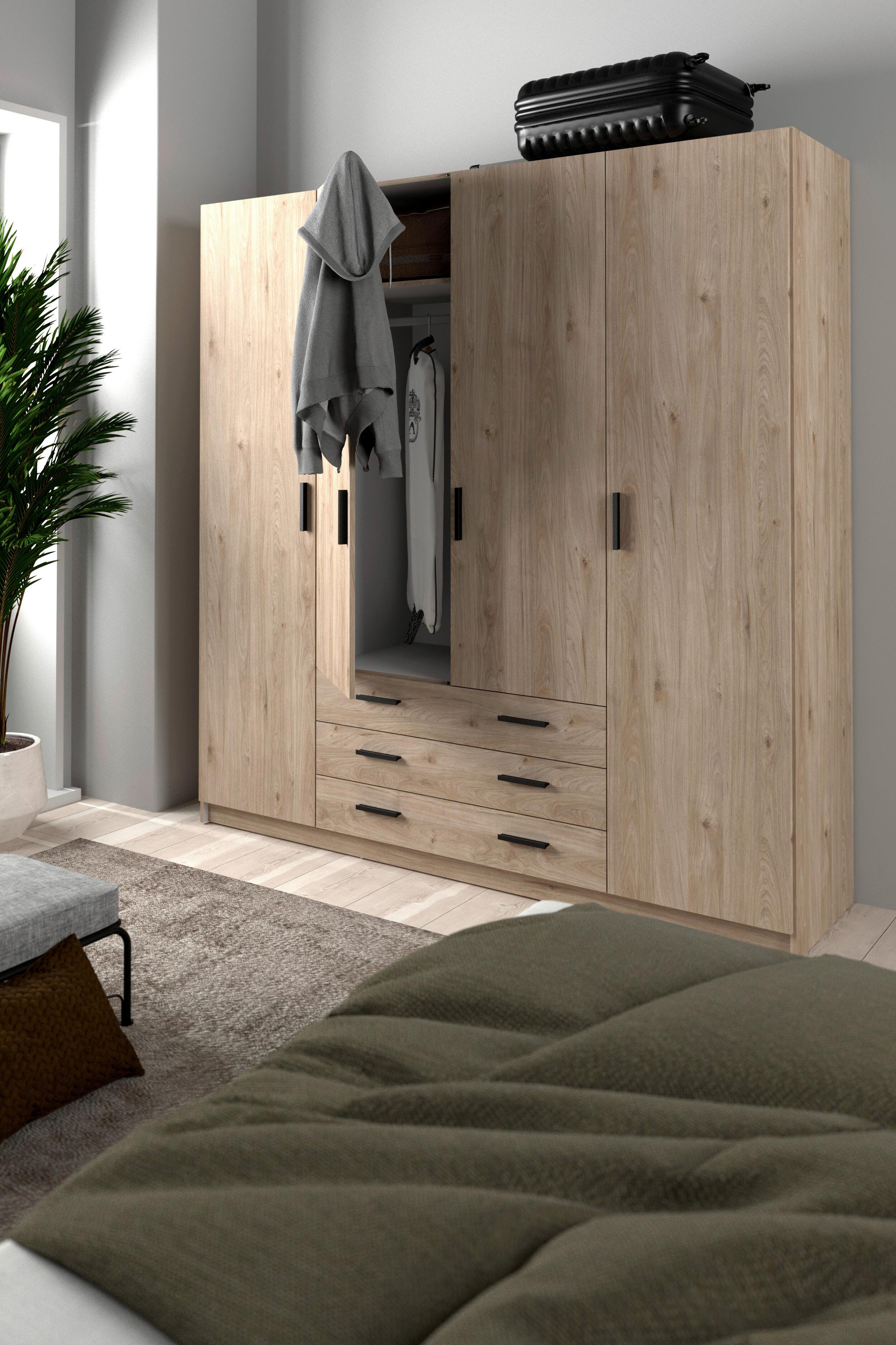 Kleiderschrank Sprint, Eichefarben,b: 195,5cm - Eichefarben, Basics, Holzwerkstoff (195,5/200,4/49,6cm) - MID.YOU
