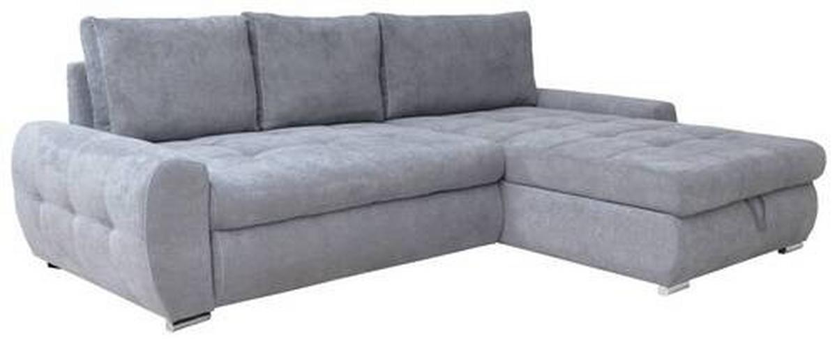 Ecksofa Mit Schlaffunktion Solar Hellgrau 277x175 Cm - Chromfarben/Hellgrau, Design, Textil (277/175cm) - Livetastic