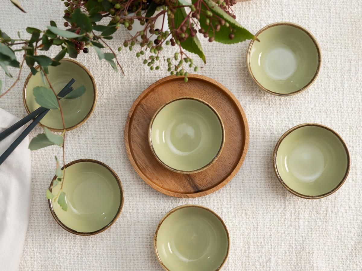 SADA MISEK NA OMÁČKU NATURE COLLECTION - zelená, Trend, keramika (8cm) - Creatable