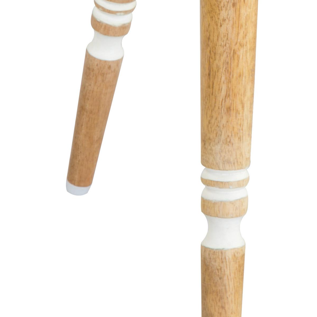 Beistelltisch Mit Geschnitzter Platte Grau/naturfarben/weiß - Weiß/Naturfarben, Basics, Holz (40/45cm)