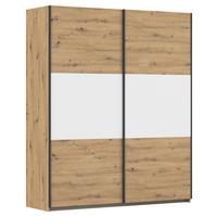 Schwebetürenschrank Neo Weiß Eiche Artisan Dekor - Alufarben/Weiß, MODERN, Holzwerkstoff (175/210/59cm) - Rauch Möbel