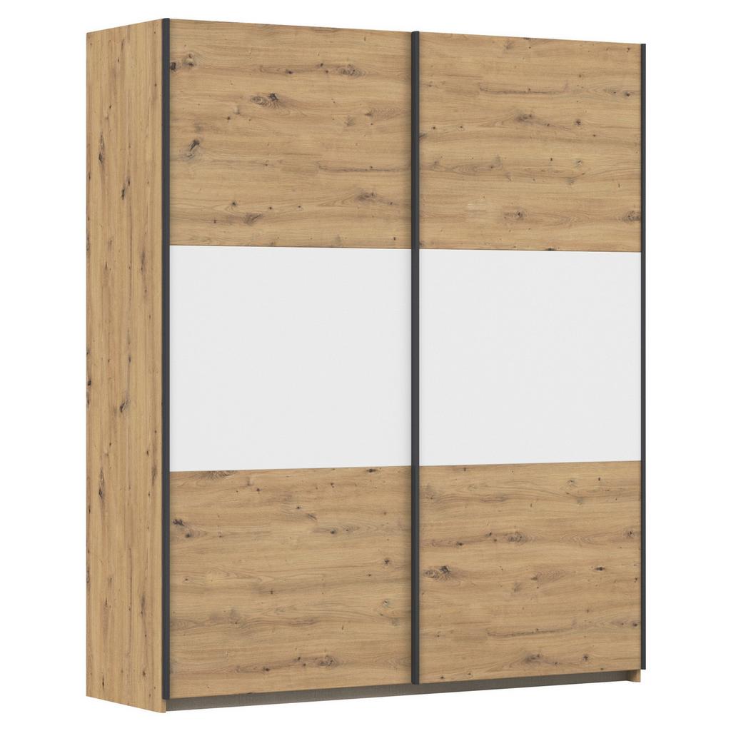 SCHWEBETÜRENSCHRANK Neo Weiß Eiche Artisan Dekor