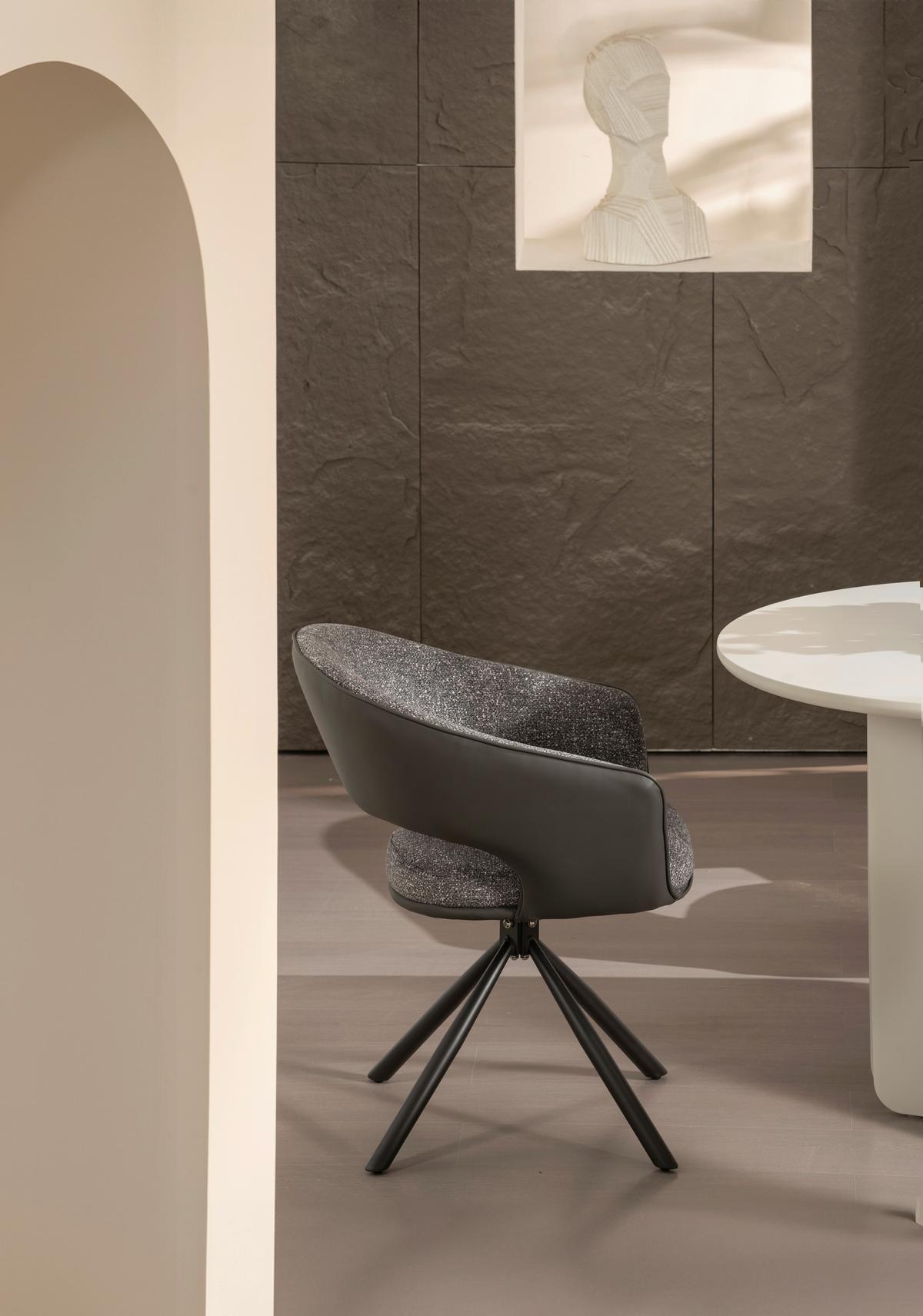 Armlehnstuhl Alva Leinenoptik Grau, B: 58 cm - Dunkelgrau/Grau, LIFESTYLE, Holz/Textil (58/83/62cm) - Livetastic