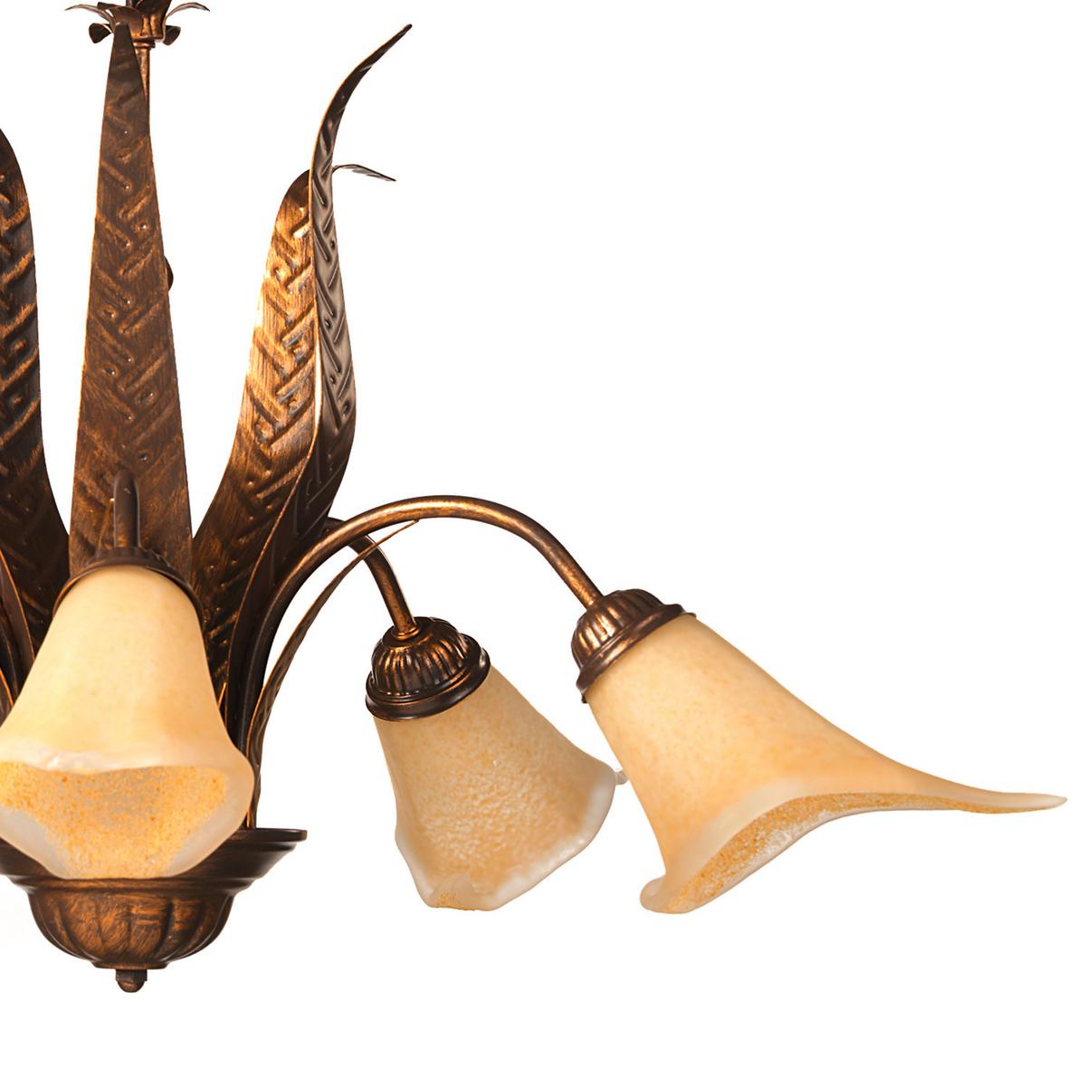 Kronleuchter 4230/5 5xe14 Bronze, Metall - Bronzefarben, KONVENTIONELL, Glas/Metall (75/75/100cm)