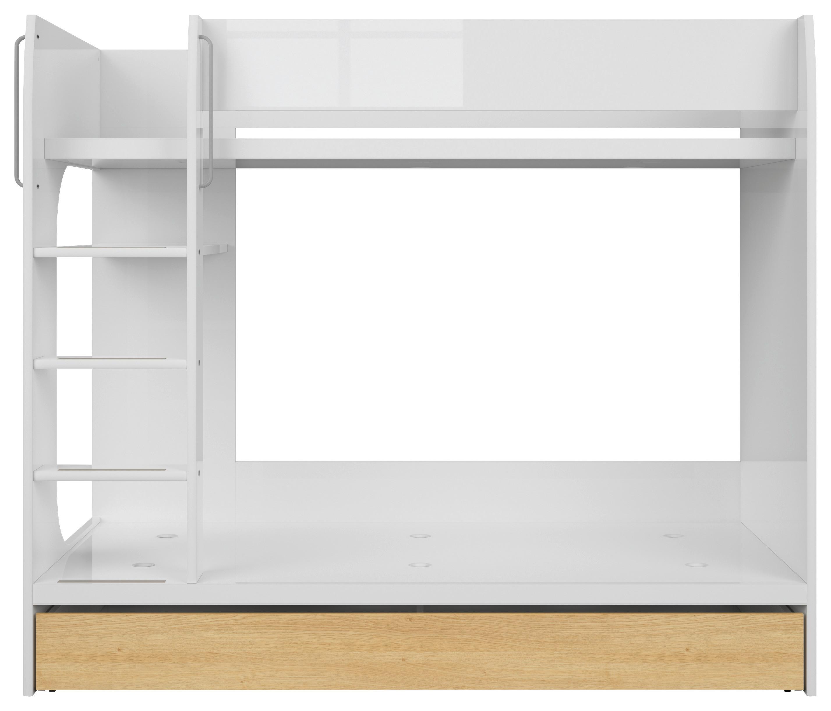 Poschodová posteľ NANDU - biela/biela s vysokým leskom, Modern, kompozitné drevo (80/180cm) - MID.YOU