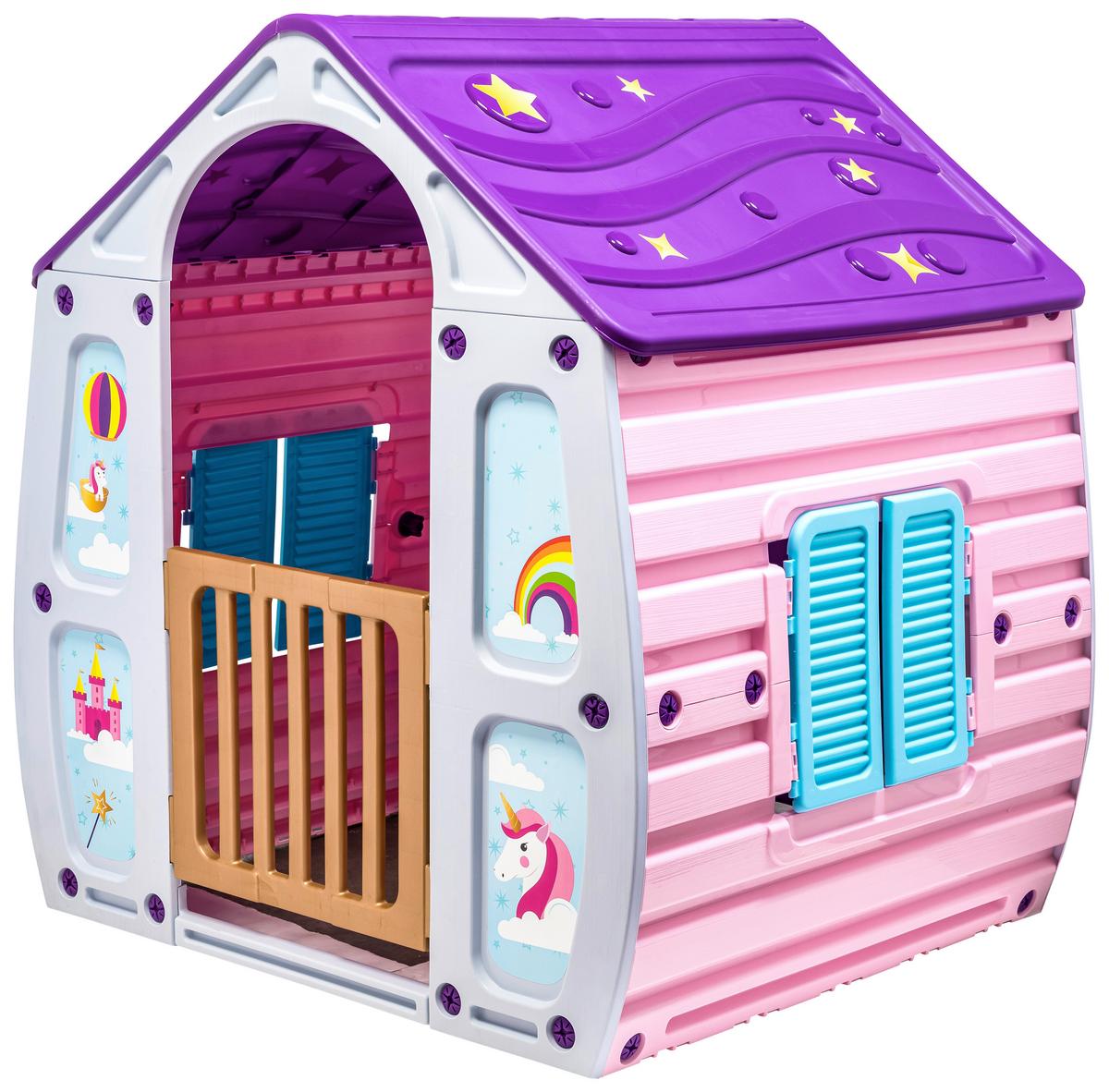 Spielhaus Lina - Pink/Pastellblau, KONVENTIONELL, Kunststoff (102/90/109cm) - BUNINO