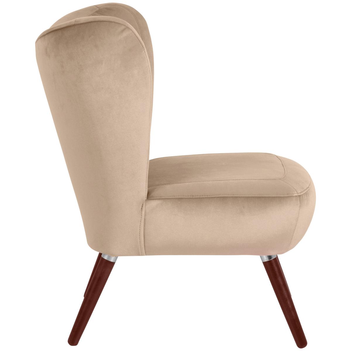 Polstersessel Sari Samt Sandfarben - Sandfarben/Nussbaumfarben, Design, Textil (70/86/69cm) - Max Winzer