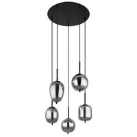 Hängeleuchte 15345-5 - Schwarz, Design, Glas/Metall (57,5/150cm) - Globo
