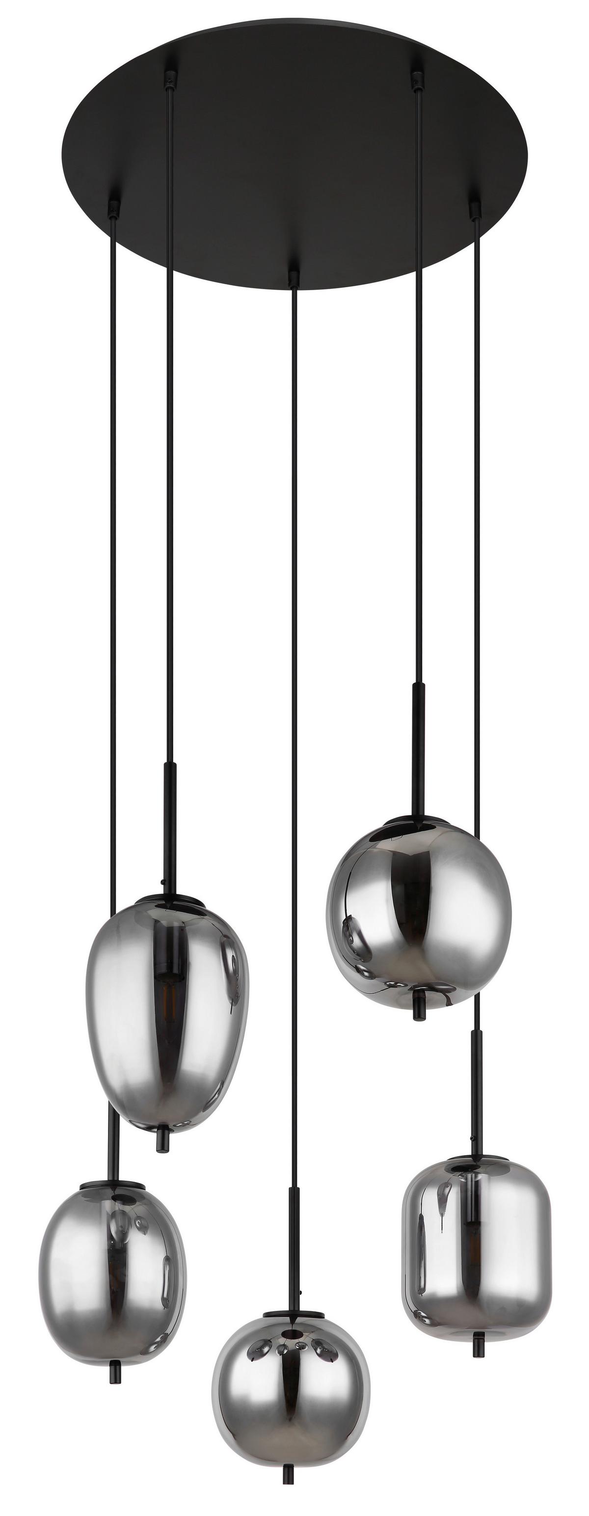 Hängeleuchte 15345-5 - Schwarz, Design, Glas/Metall (57,5/150cm) - Globo