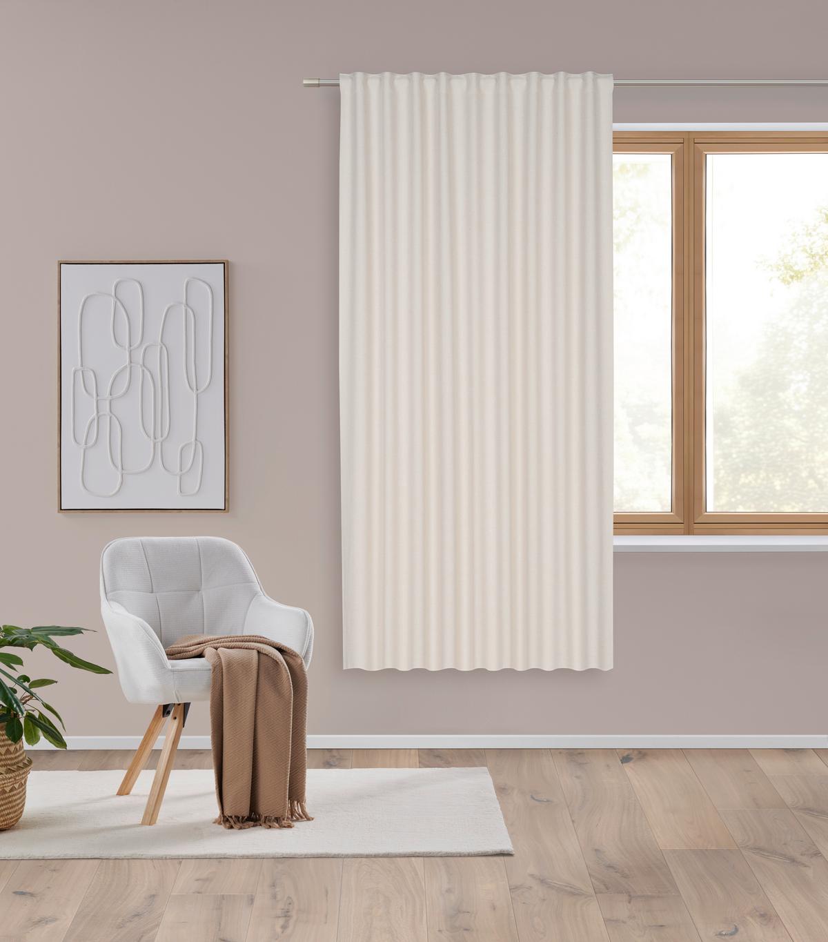 HOTOVÝ ZÁVĚS ULRICH 175CM - pískové barvy, Moderní, textil (135/175cm) - Modern Living