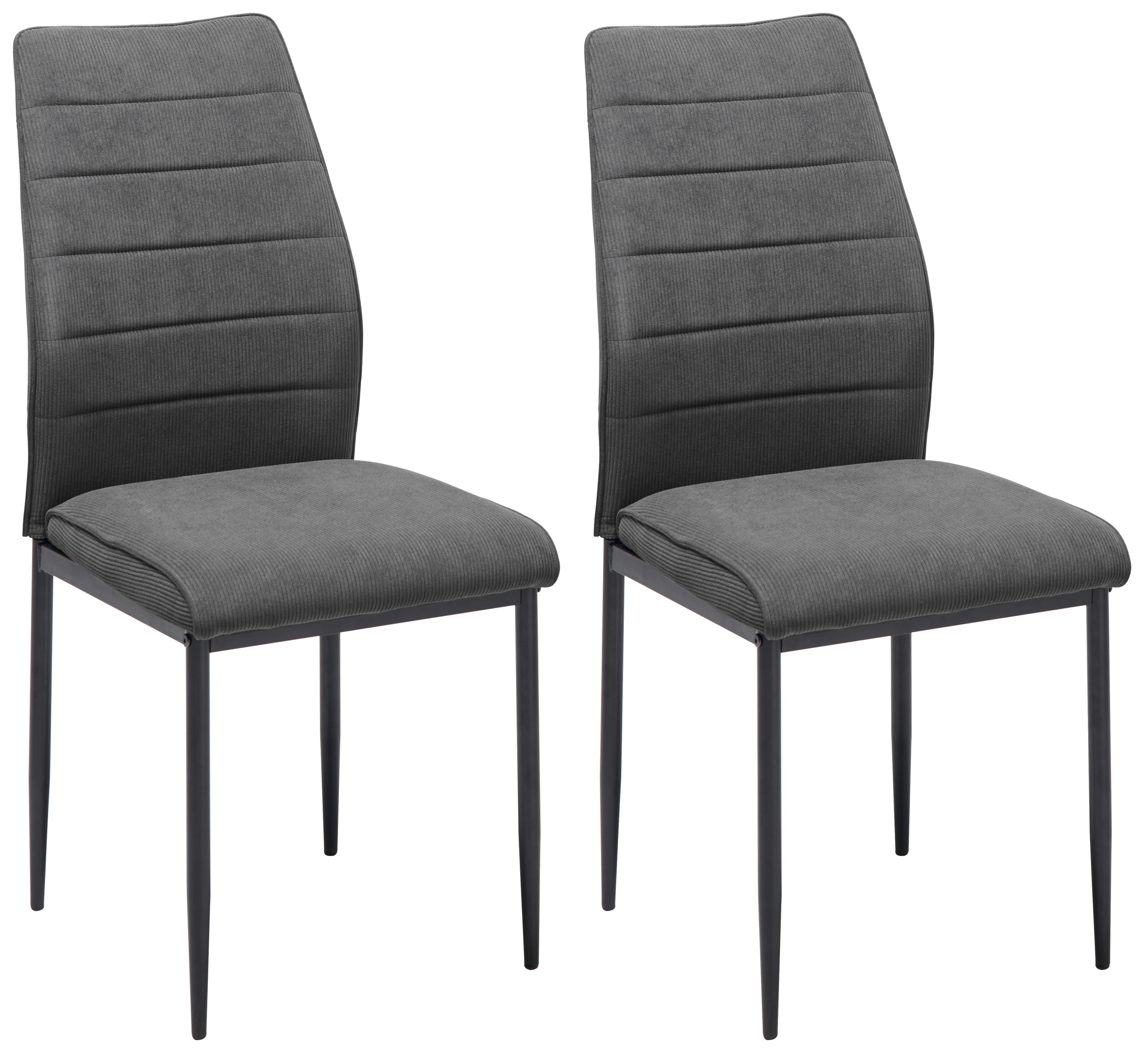 Stuhl-set Ratford - Schwarz/Grau, LIFESTYLE, Textil/Metall (44/96/58cm) - Livetastic