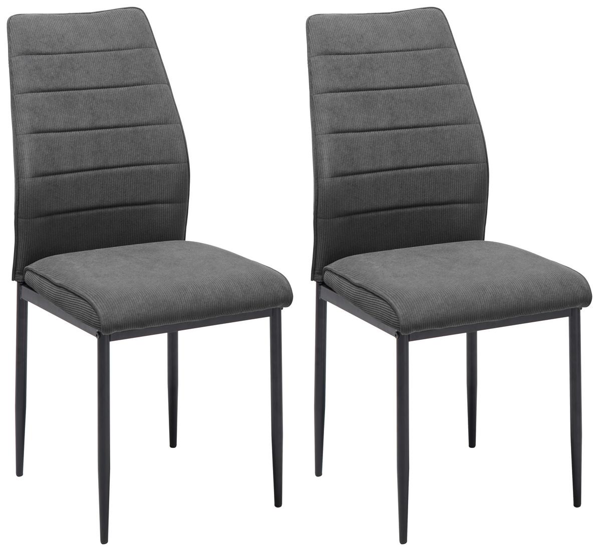 Stuhl-set Ratford - Schwarz/Grau, LIFESTYLE, Textil/Metall (44/96/58cm) - Livetastic