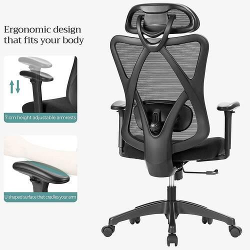 Bürostuhl mit Kopfstütze Schwarz, Bis 120 Kg - Schwarz, Basics, Kunststoff/Metall (68/114-123,5/66cm) - Boxxx