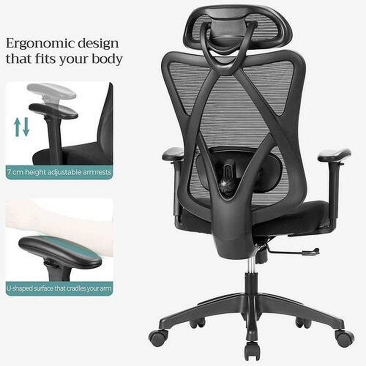 Bürostuhl mit Kopfstütze Schwarz, Bis 120 Kg - Schwarz, Basics, Kunststoff/Metall (68/114-123,5/66cm) - Boxxx