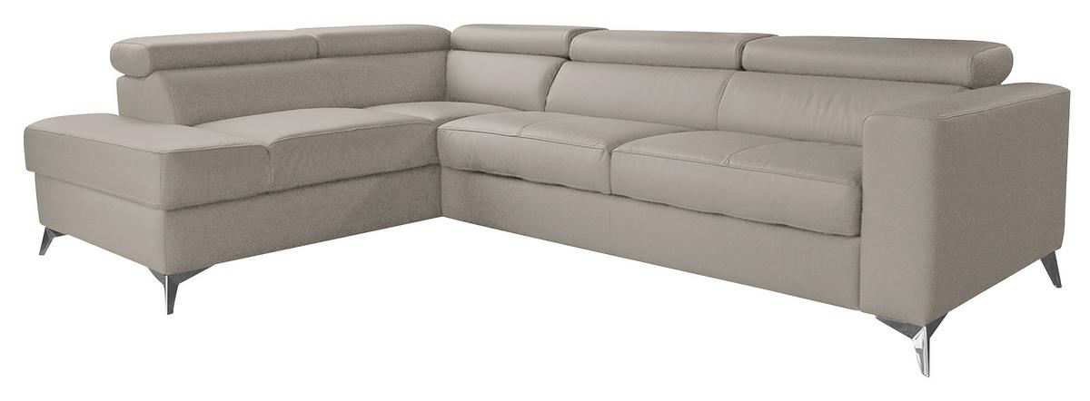 Ecksofa Mondo, Hellgrau S: 208x286 Cm - Chromfarben/Hellgrau, Design, Leder/Textil (208/286cm) - Livetastic